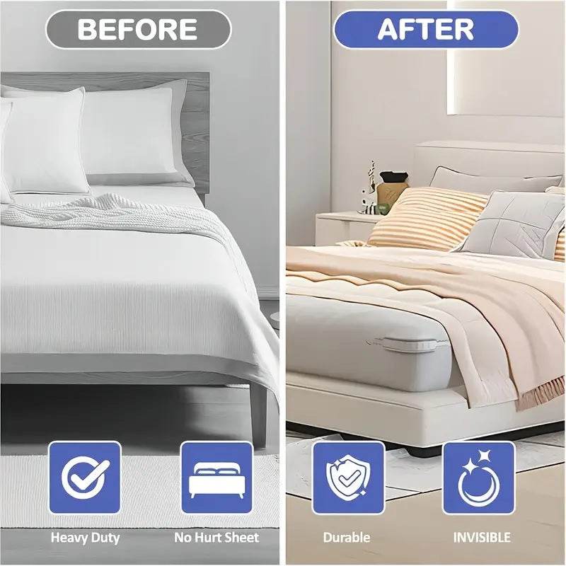 4pcs Invisible Non-Slip Bed Sheet Grippers – Secure Fasteners for Sheet Corners