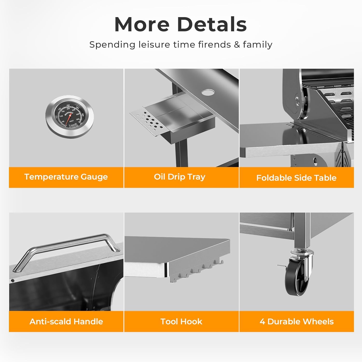 3 & 4-Burner Propane Gas Grills with Side Burners, for Outdoor Cooking, BBQ, Patio, Camping