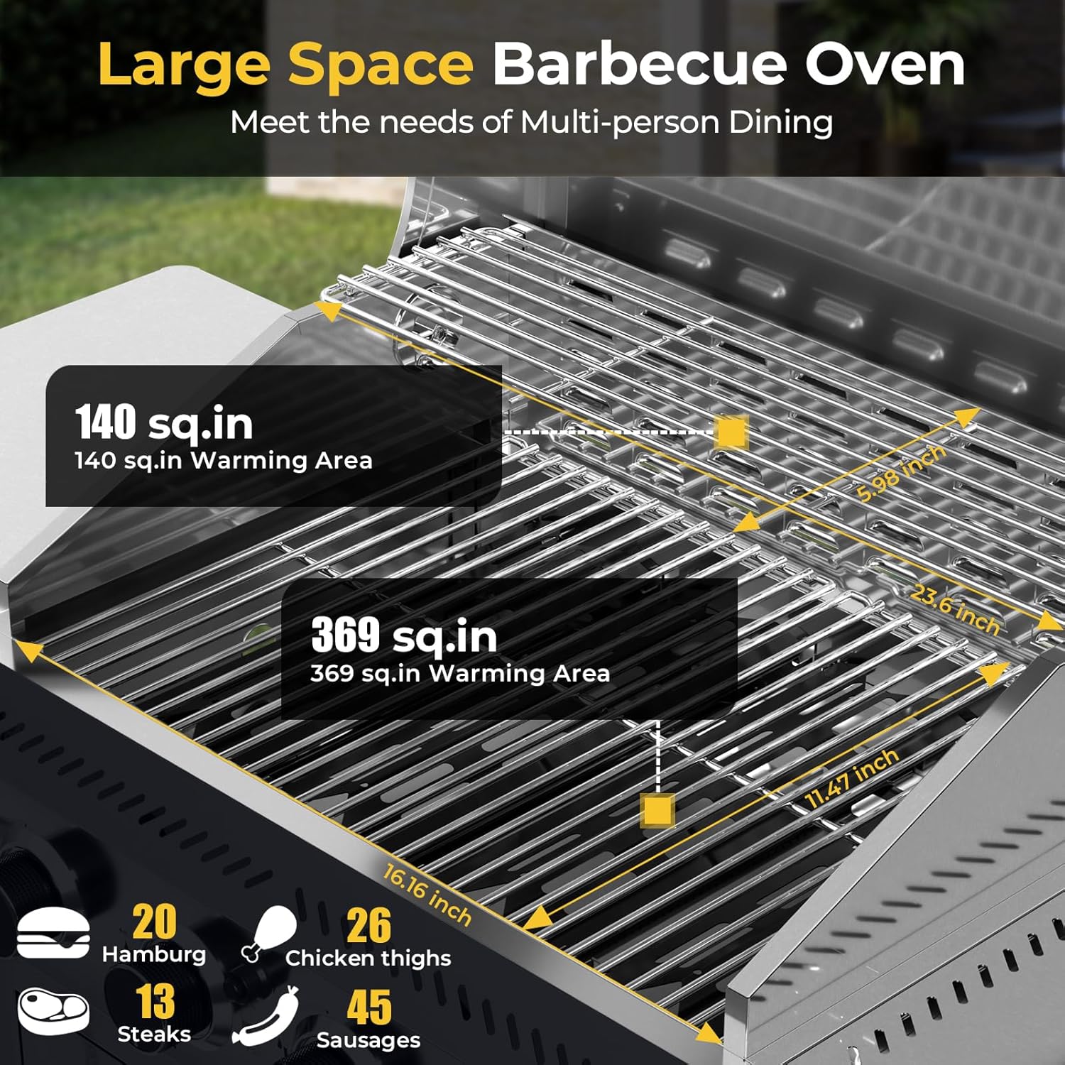 3 & 4-Burner Propane Gas Grills with Side Burners, for Outdoor Cooking, BBQ, Patio, Camping