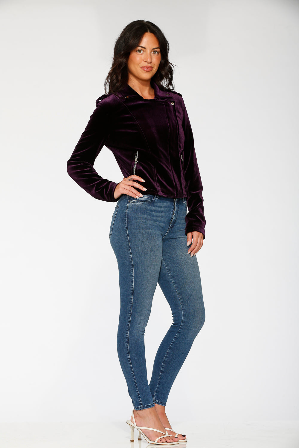 30280 Purple Velvet Moto Jacket