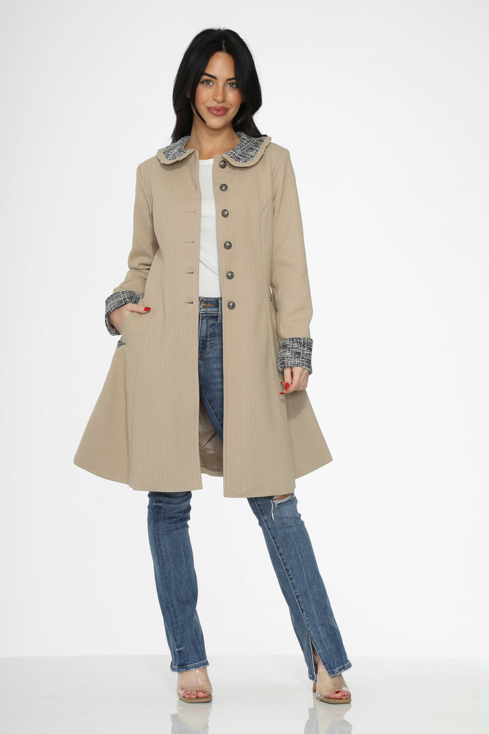 34520 Camel Swing Coat