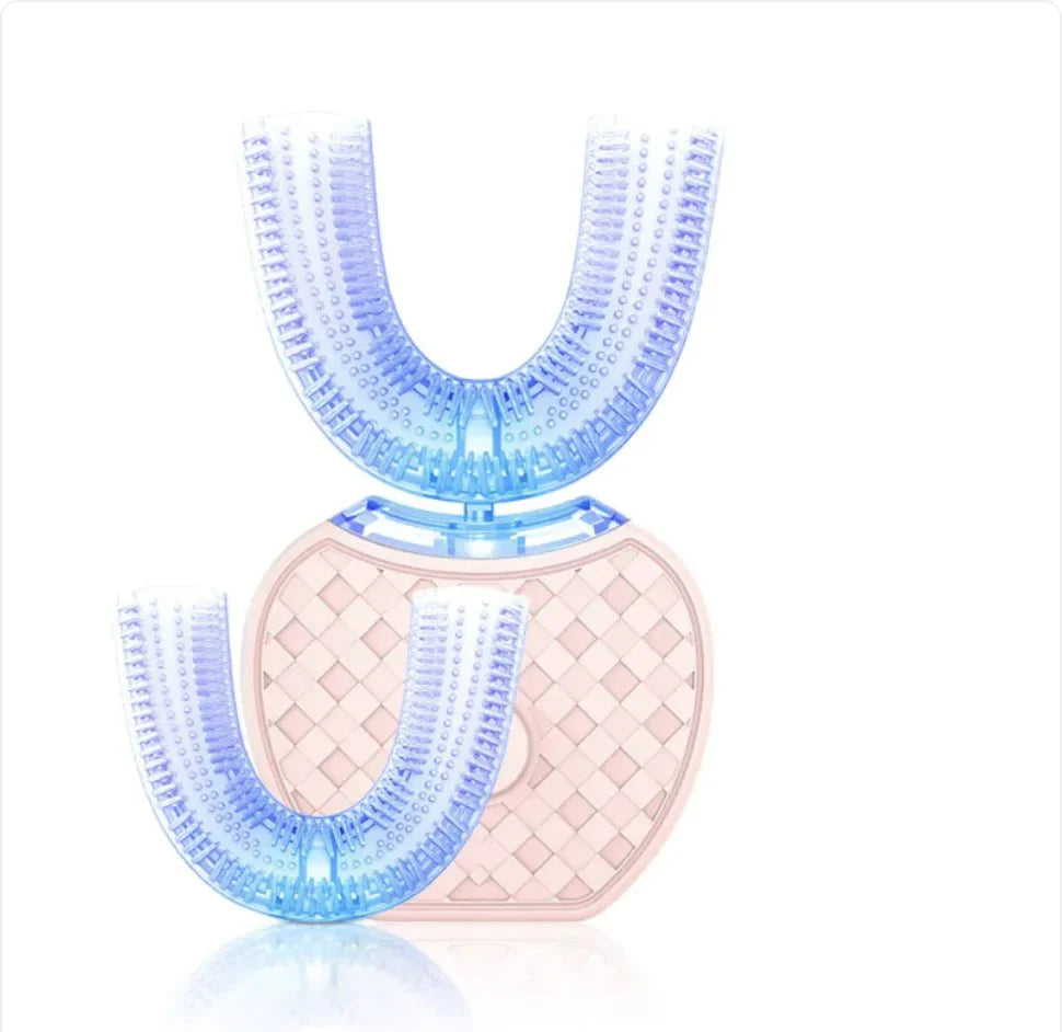 360° Automatic Electric Toothbrush, Waterproof U-Shape with Blue Light Whitening & USB Charging