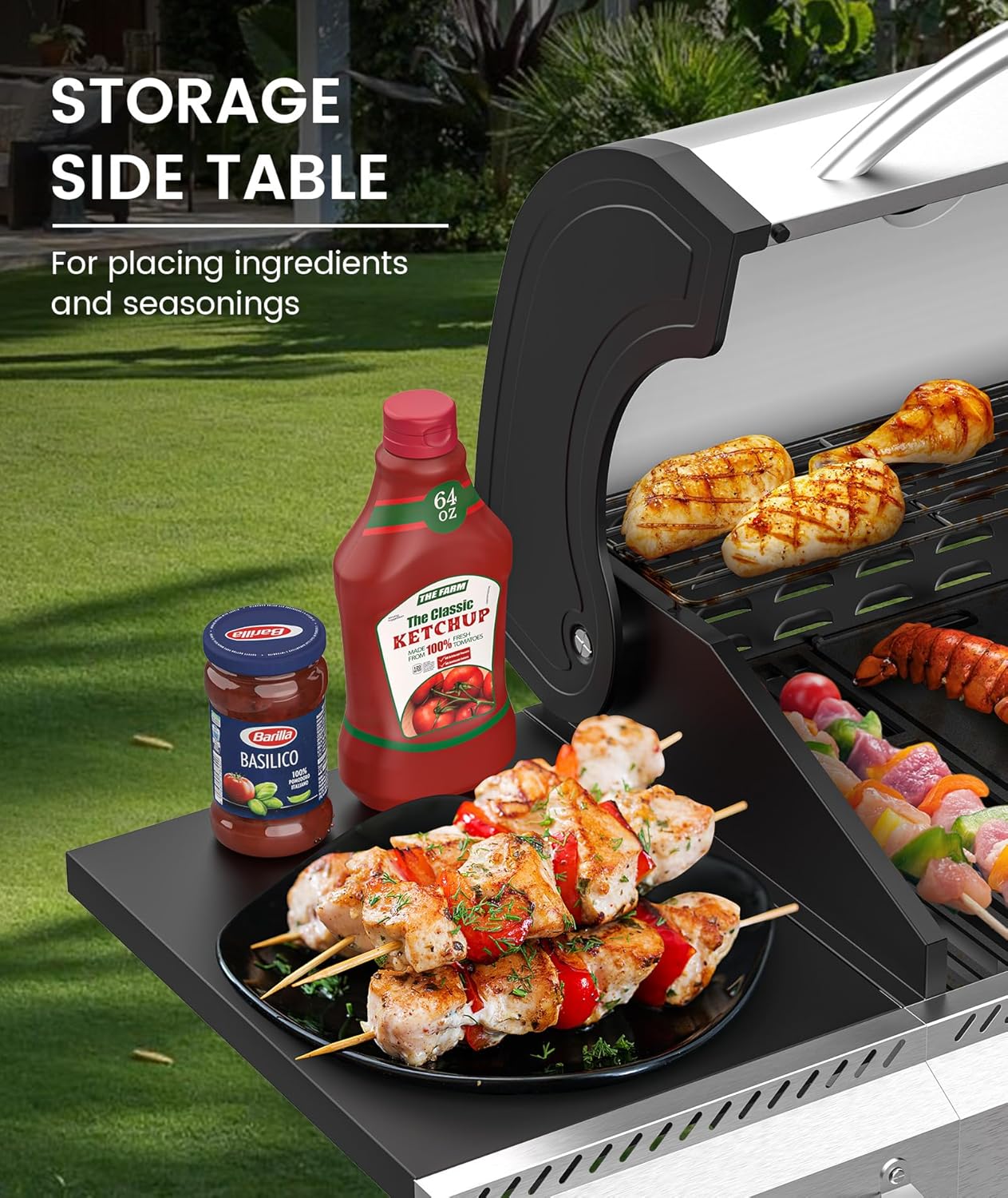 3 & 4-Burner Propane Gas Grills with Side Burners, for Outdoor Cooking, BBQ, Patio, Camping