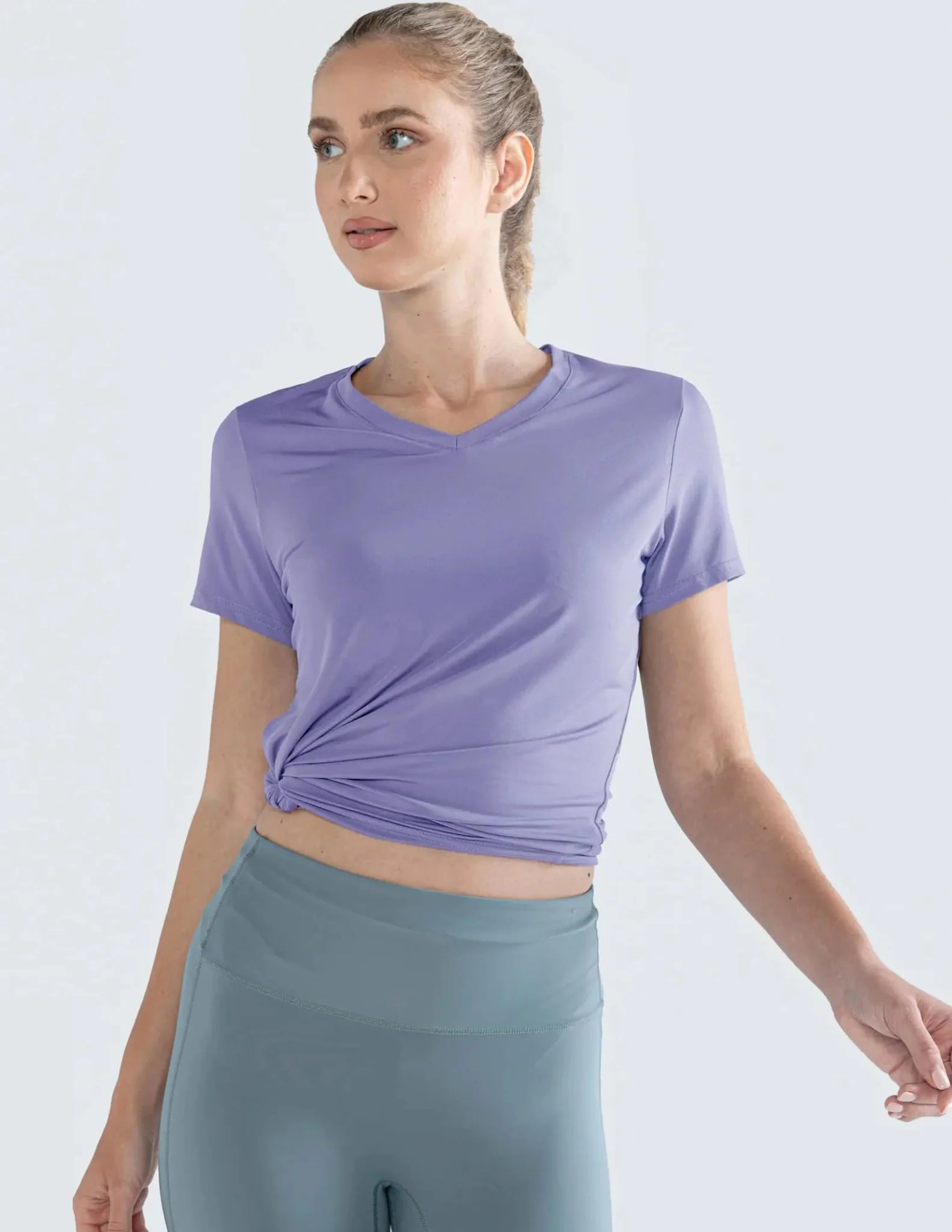 5 Pack: Womens Dry Fit Workout Shirts, Short Sleeve Athletic Gym Tshirts, Ladies Active Long Tees Bulk Medium White/Gray/Charcoal/Black/Lavender