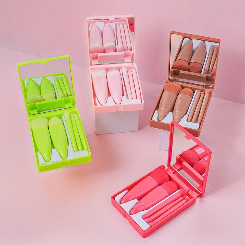 5PCS Soft Fluffy Makeup Brushes Set With Mirror