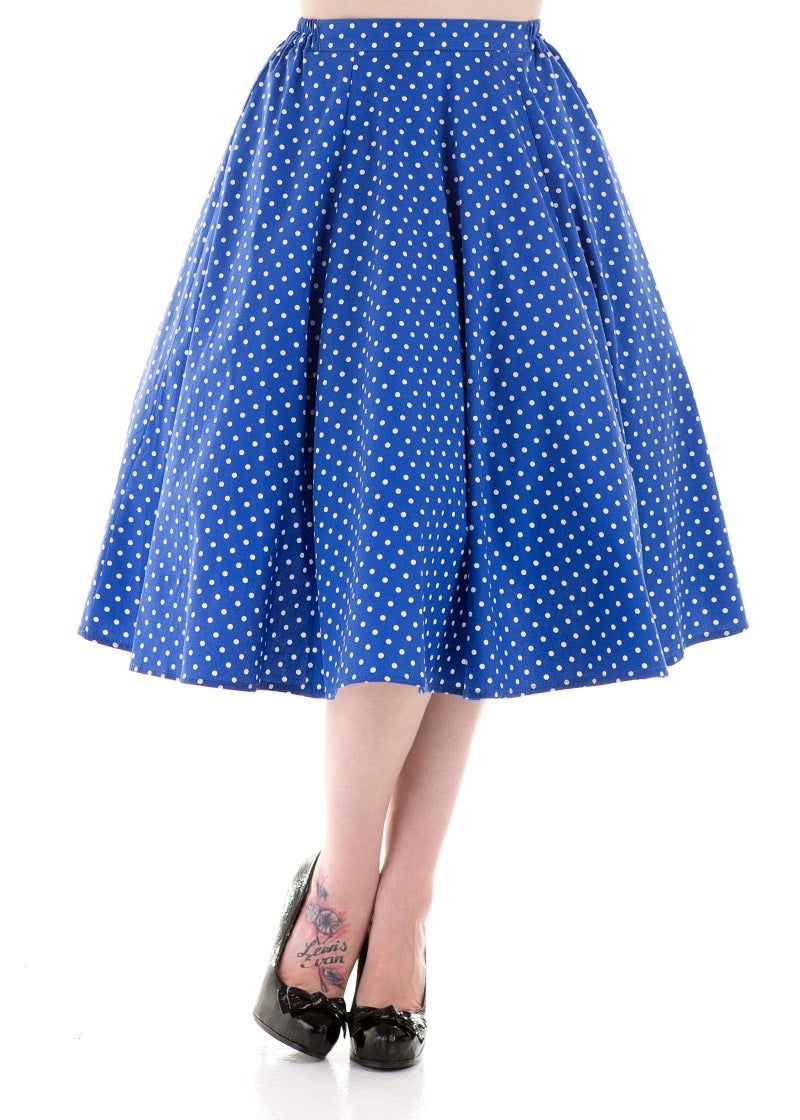 9349 Blue White Polka Dot Round Skirt