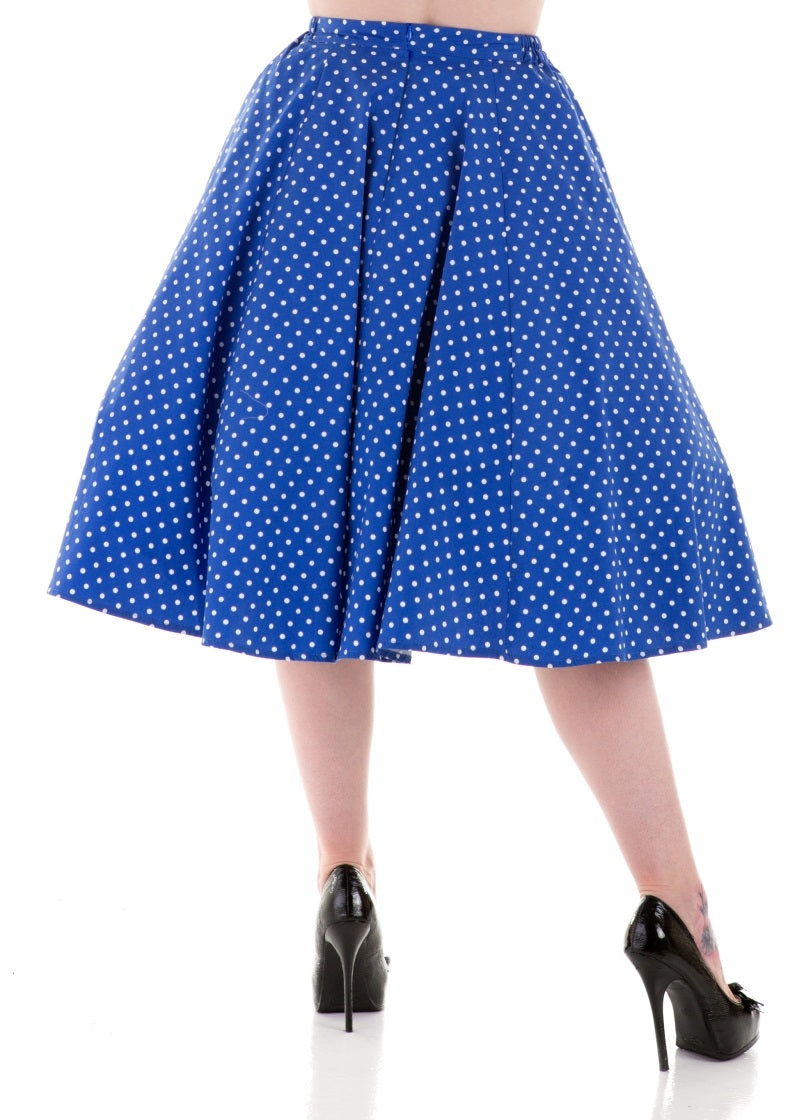 9349 Blue White Polka Dot Round Skirt