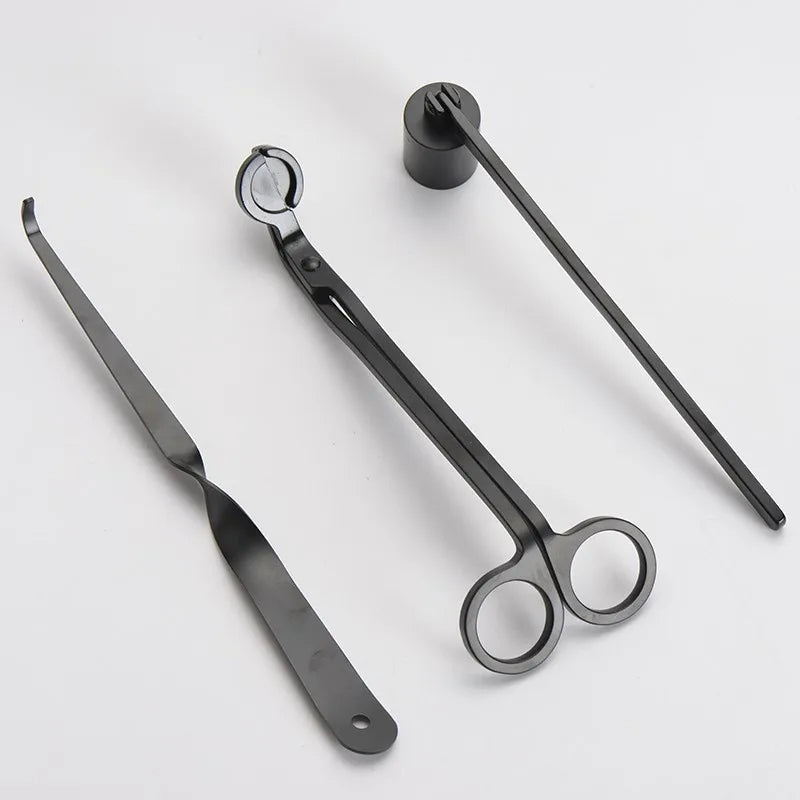 3-Piece Candle Care Kit | Matte Black | Wick Trimmers, Snuffer, and Wick Hook