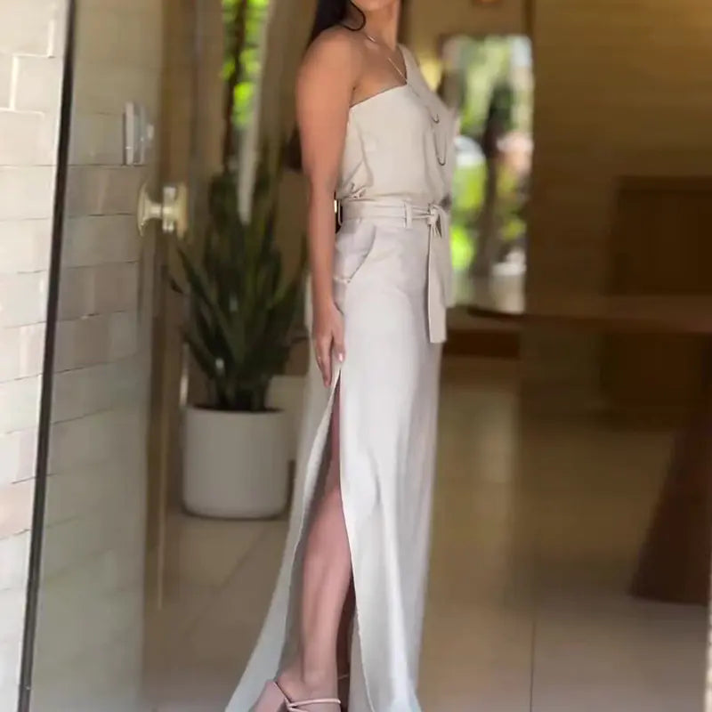 2023 Summer Fashion Solid Color High Waist Skirt Set