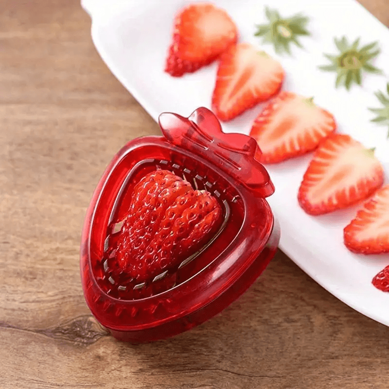 2-in-1 Strawberry Slicer & Stem Remover – Easy Kitchen Fruit Tool for Slicing, Coring & Peeling Berries, Melons & More