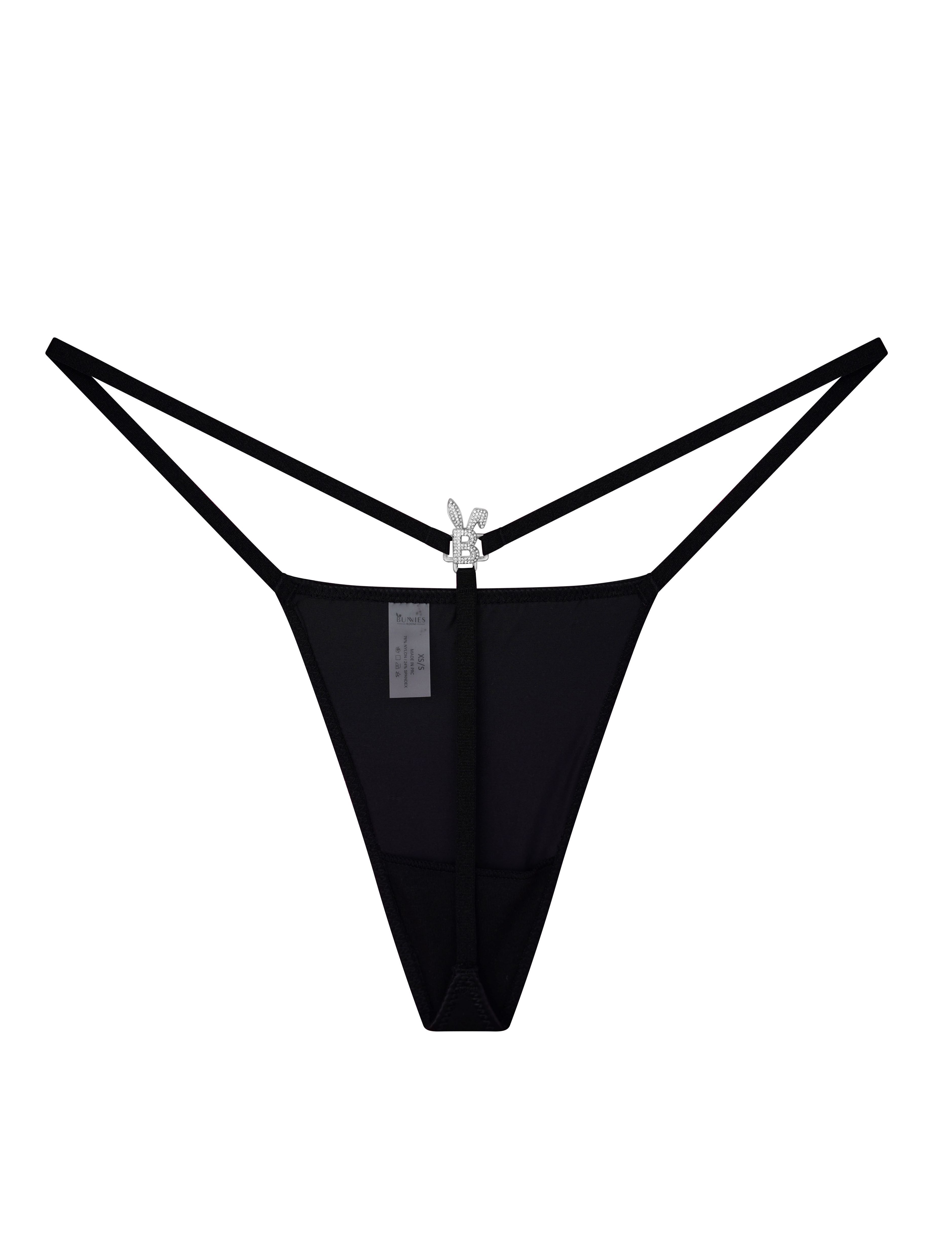 ICED OUT G-STRING IN BLACK