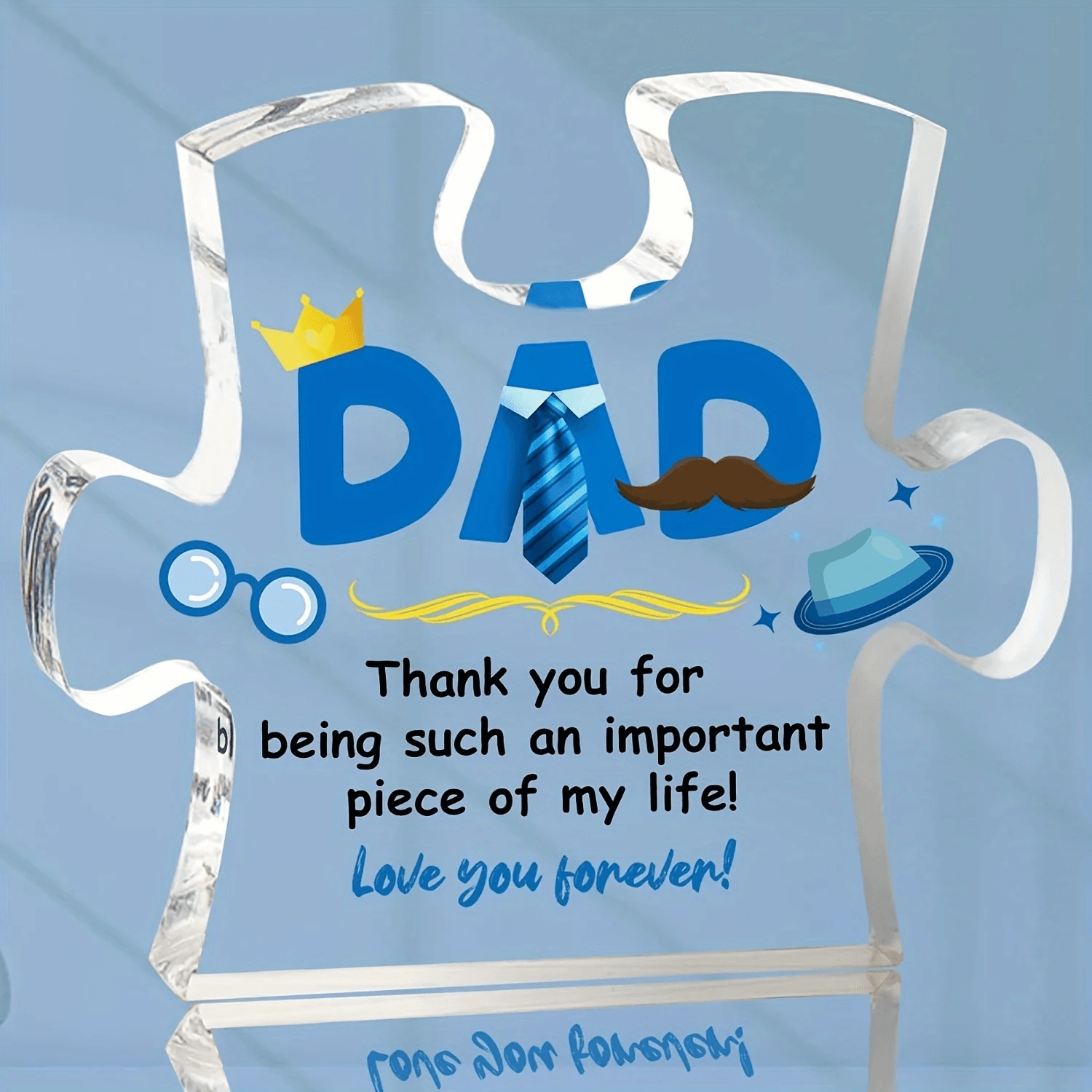 Acrylic Puzzle Plaque with Heartfelt Sayings Gift for Dad from Son or Daughter