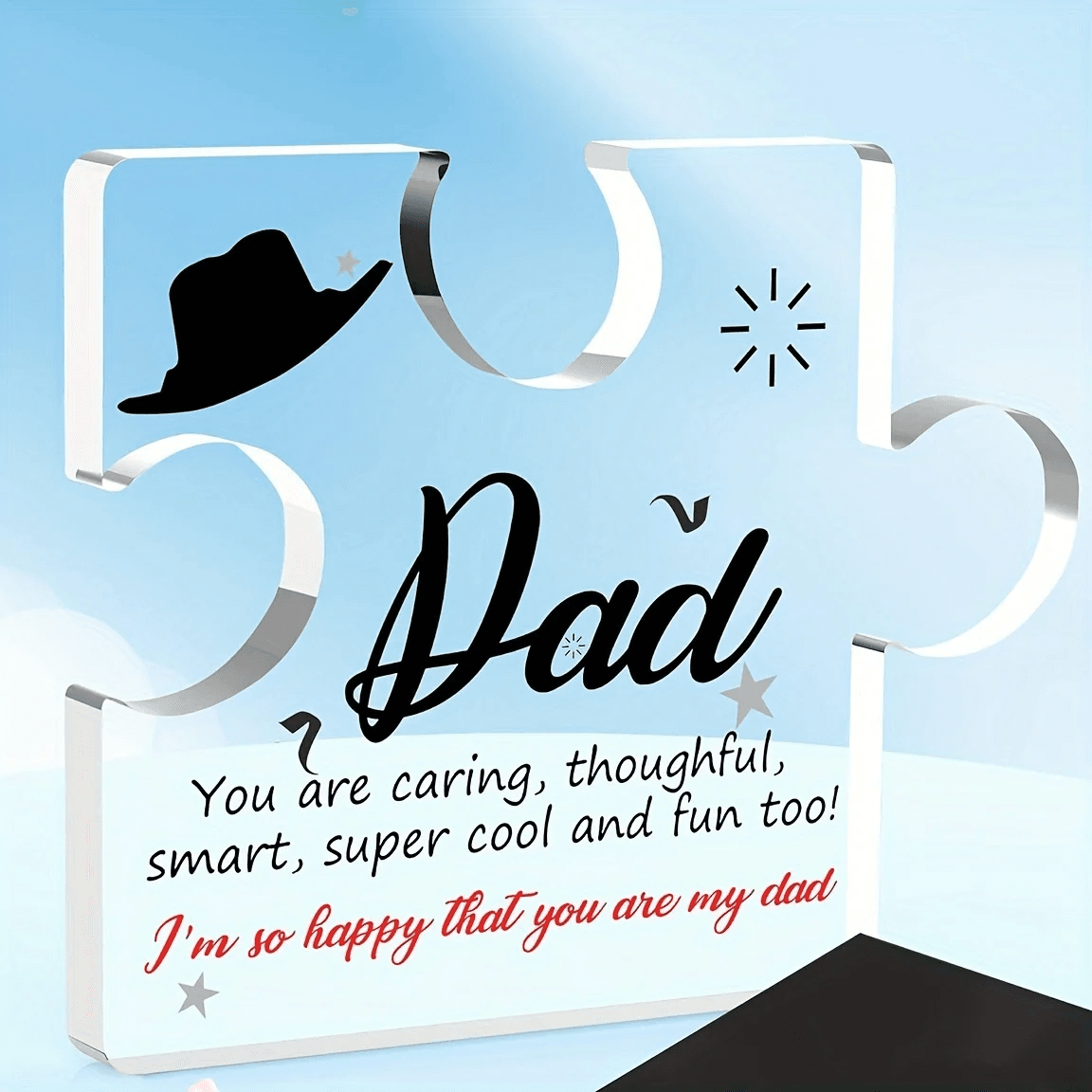 Acrylic Puzzle Piece Gift for Dad Engraved Keepsake from Son & Daughter I Love You Dad