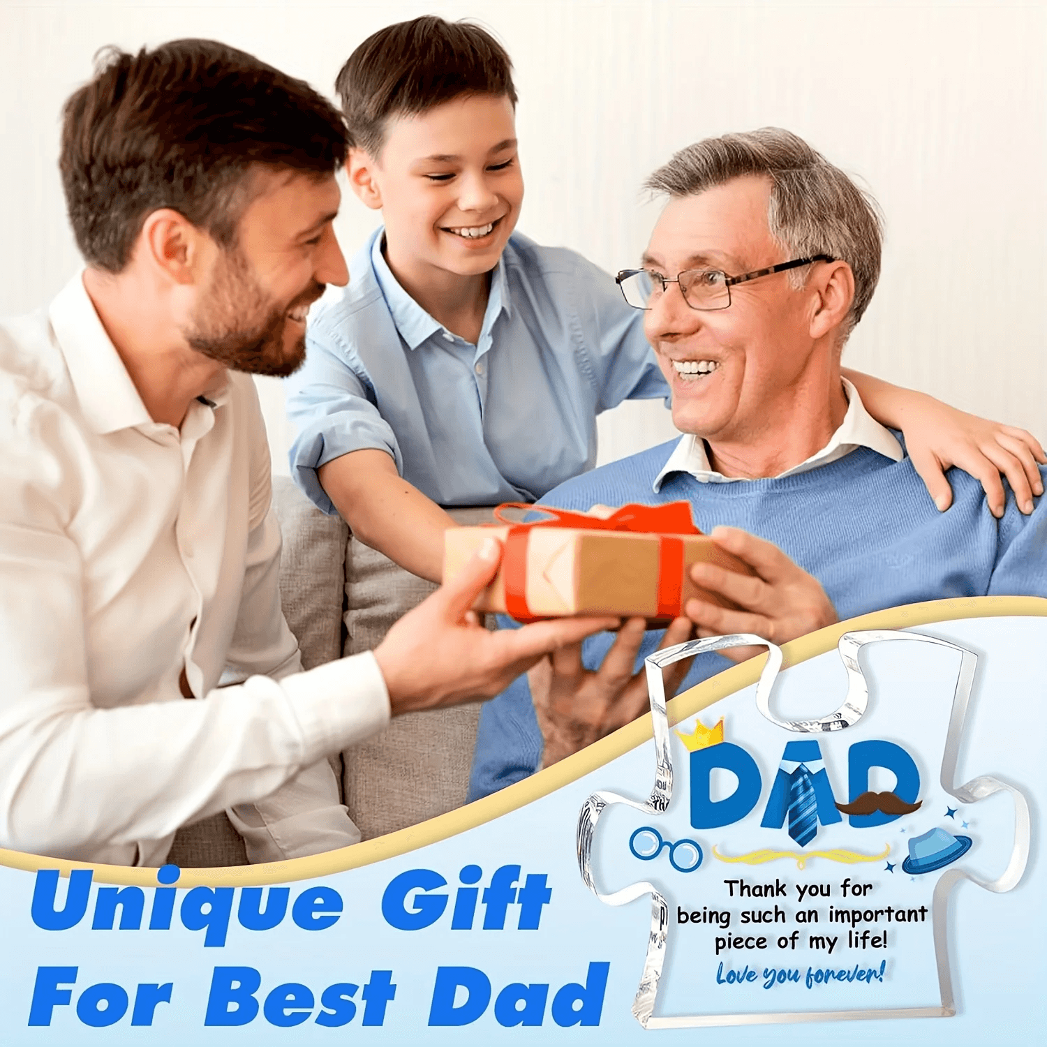 Acrylic Puzzle Plaque with Heartfelt Sayings Gift for Dad from Son or Daughter