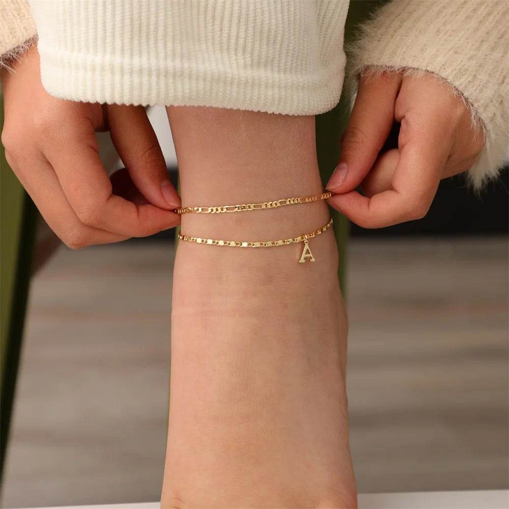 26 Letters A-Z Stainless Steel Chain Anklets For Women