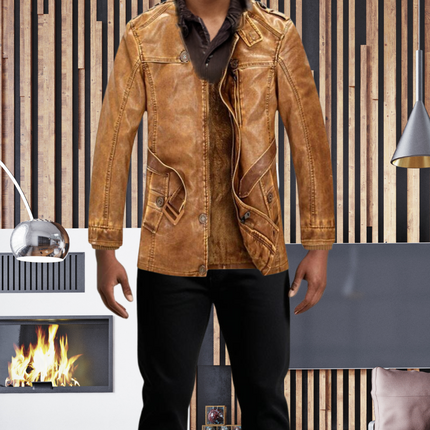 Winter Men's Leather Men's fashion Clothing With Zipper