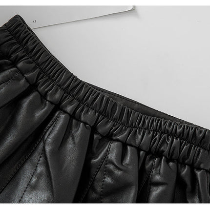 Autumn Winter New Style Children Foreign Style Korean Leather Skirt