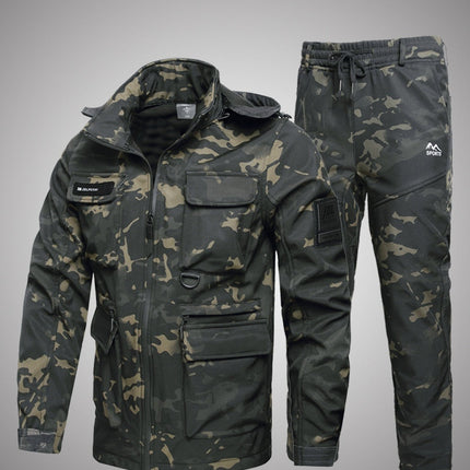 Fleece-lined Work Clothes Suit Men's Waterproof Labor Protection Clothing Warm Camouflage Clothing