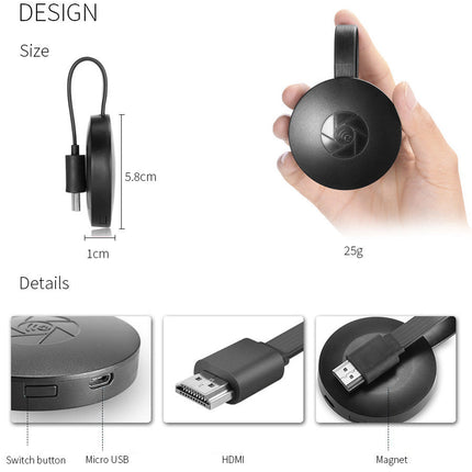 Compatible with Apple, Wireless Cast Same Screen TV Device Mobile Phone Laptop Computer WiFi HD HDMI Projector Video Magnifier Smartphone Android IOS