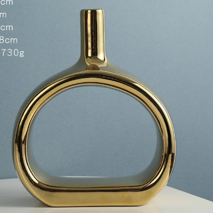 Nordic Style Heart Hollow Out Electroplated Ceramic Vase Decoration