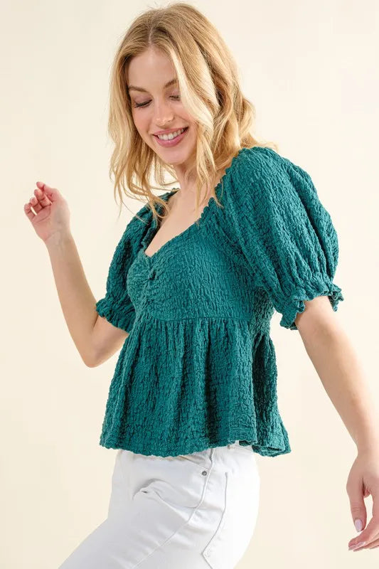 And The Why Lovely Textured and Smocked Top