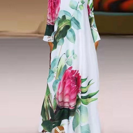 Casual Long Sleeve Resort Plus Size Robe Dress