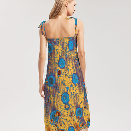 PEACOCK DESIGN BY FLIPSTYLEZ  Women's All-Over Print Tie Strap Split Dress
