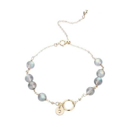 Natural Female Strawberry Gold Crystal Aquamarine Bracelet