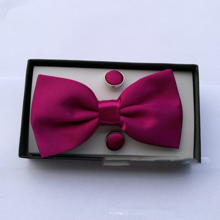 Pocket Square Cufflinks Set Men's Bow Gift Box