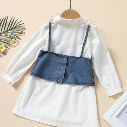 Solid Color Woven Button Long-sleeved Shirt Dress