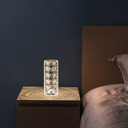 Nordic Crystal Lamp USB Table Lamps Bedroom Touch Dimming Atmosphere Diamond Night Light Rose Projector Lamp Decor