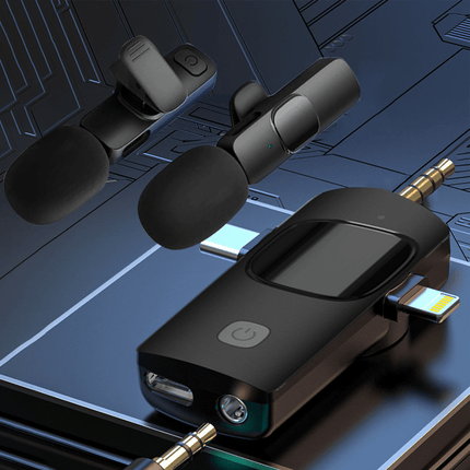 Wireless Lavalier Microphone For IPhone - Android Phone Camera Computer Laptop Dual Wireless Lavalier Microphone - 2.4G Ultra-low Latency, Corded, Plug & Play, Noise Cancellation