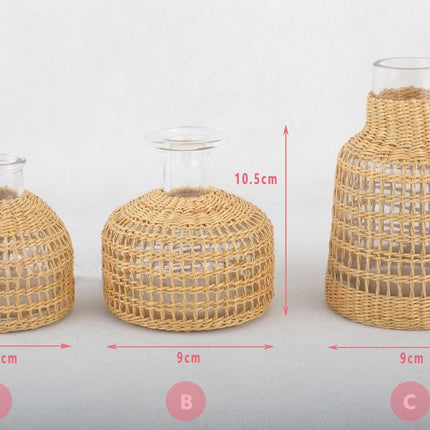 Straw Dried Flower Fragrance Japanese Woven Glass Vase