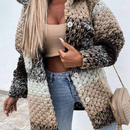 New Product Fashion Print Ladies Woolen Coat