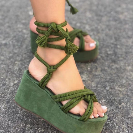 Summer Women Wedges Shoes High Heel Strappy Sandals