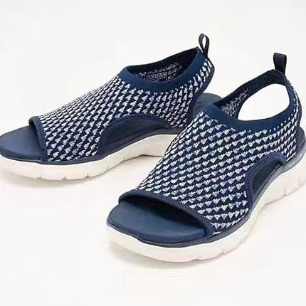 Peep-toe Sandals For Sports Summer Heart-shaped Print Mesh Shoes Women