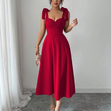 Lace-Up Waist-Cinching Maxi Dress – Sleeveless Flowy Style