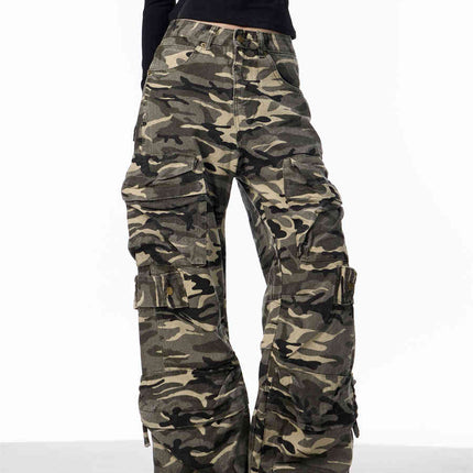 Camouflage Cargo Pants Women's Loose Wide Leg Jeans