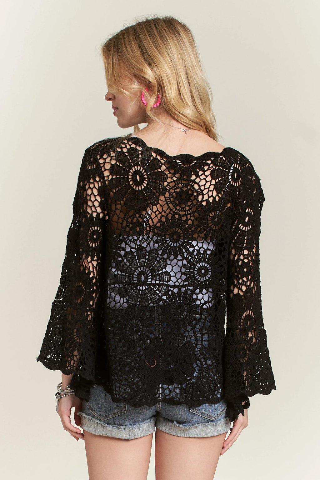 ADORA  Bell Sleeve Crochet Top