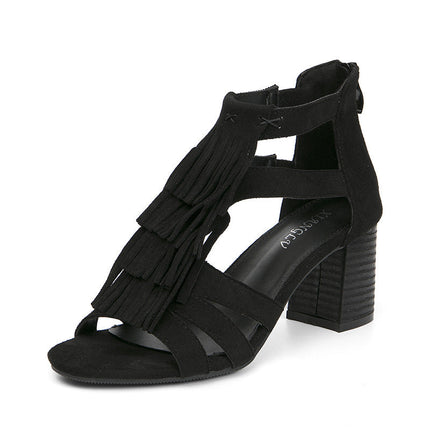 Fashion Back Zipper High Heel Fishmouth Roman Shoes