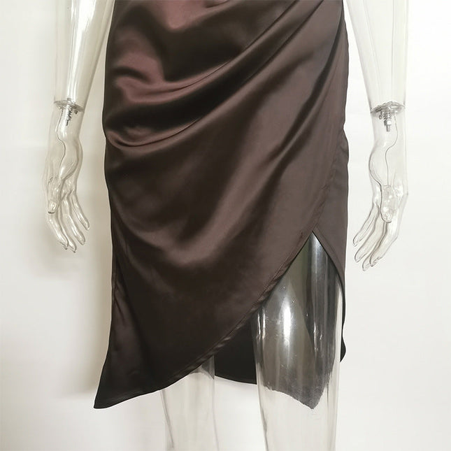 New Sexy  mint green silk Deep V Leaky Back Nightclub Dress for women