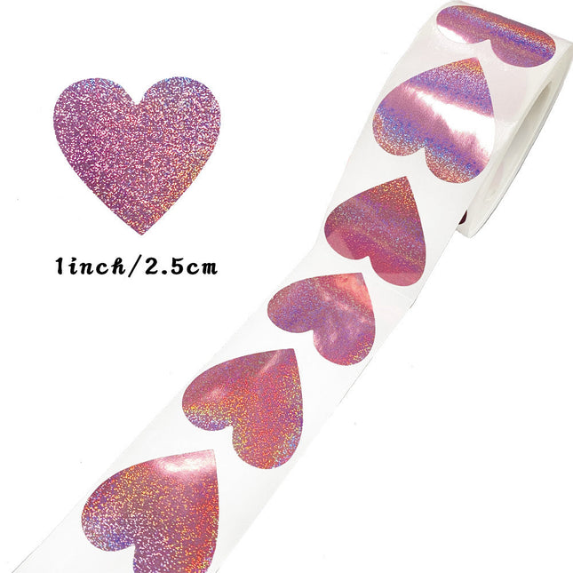 Love Heart Laser Valentine's Day Closure Sticker