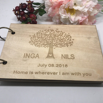Wooden Wedding Guest Signature Booklet