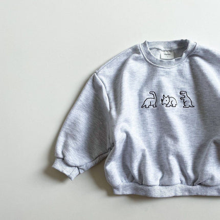 New Dinosaur Cartoon Embroidered Long Sleeve Sweater
