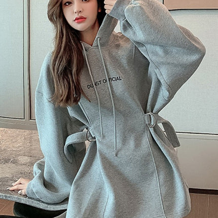 Plus Size Women's Fashion Mid Length Hooded Sweater
