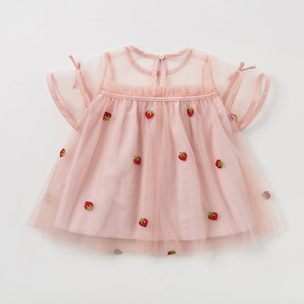 Orange Strawberry Embroidered Dream Gauze Skirt