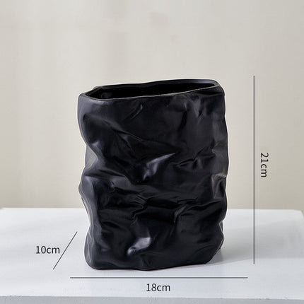 Light Luxury Electroplated Ceramic Fold Kettle Cup Vase Decoration
