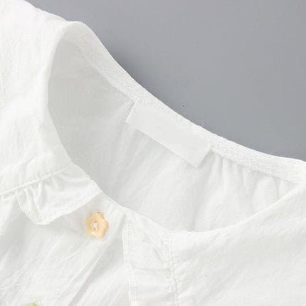 Two-piece Baby Girl Big Lapel Shirt Denim Strap Skirt