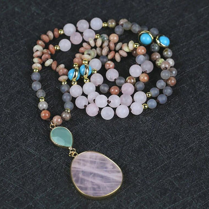 Natural Stone Powder Arrow String Necklace