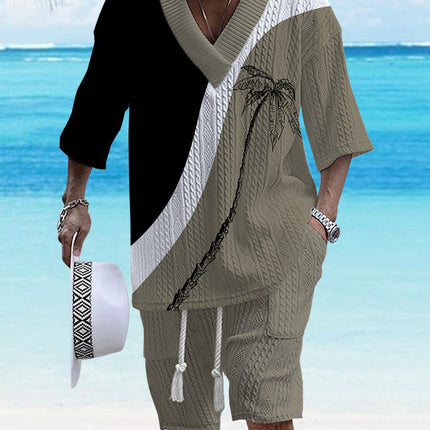 Casual Printing Suit Men's Summer Loose Short Sleeve T-shirt Shorts Set